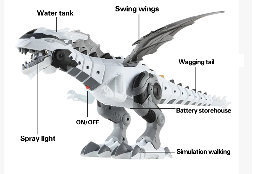 Robô com Som Brinquedos para Crianças Brinquedo Elétrico Grande Tamanho Andando Spray Dinossauro Claro Dinossauros Mecânicos Modelo 7 Animais eletrônicos