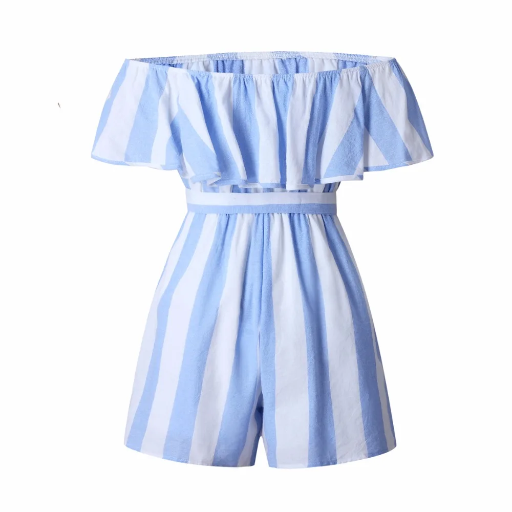 Stripe One Shoulder Pants Shorts Rompers Womens Summer Jumpsuit Sexy Bodysuit Combinaison Salopette Femme Playsuit Combishort | Женская