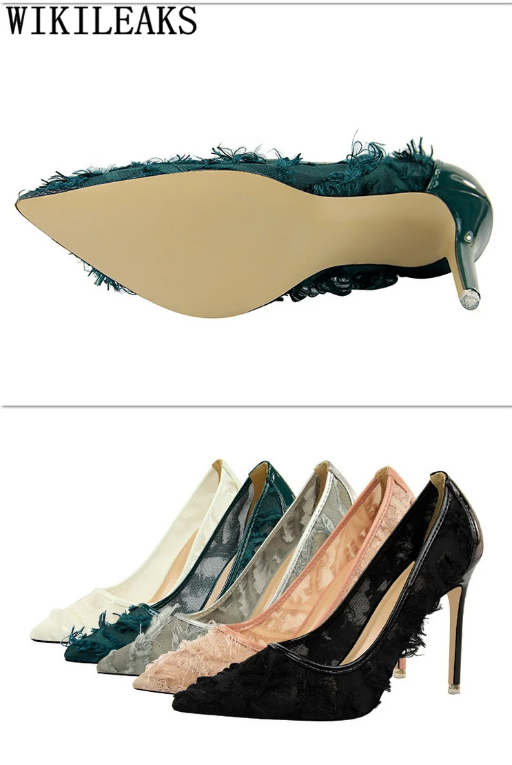 Зеленая женская обувь на высоком каблуке; роскошная дизайнерская обувь для женщин; модная обувь больших размеров; пикантные туфли-лодочки; женская обувь; chaussures femme buty