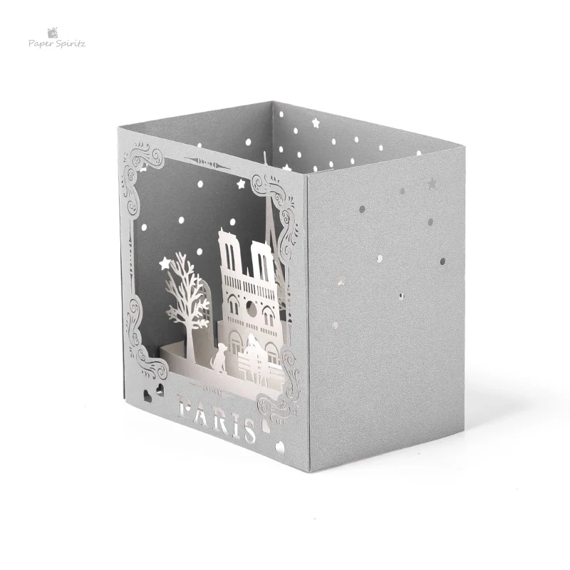  3D Birthday Card Paris Christening Baby Shower Invitations Laser Cut Thank You Christmas Party Card - 32895600136