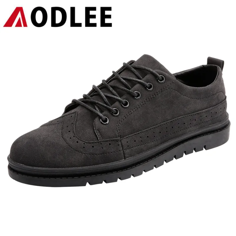 AODLEE/Большие размеры 39-46, повседневная обувь с перфорацией типа «броги», мужские кроссовки, Мокасины, модная мужская обувь, повседневная