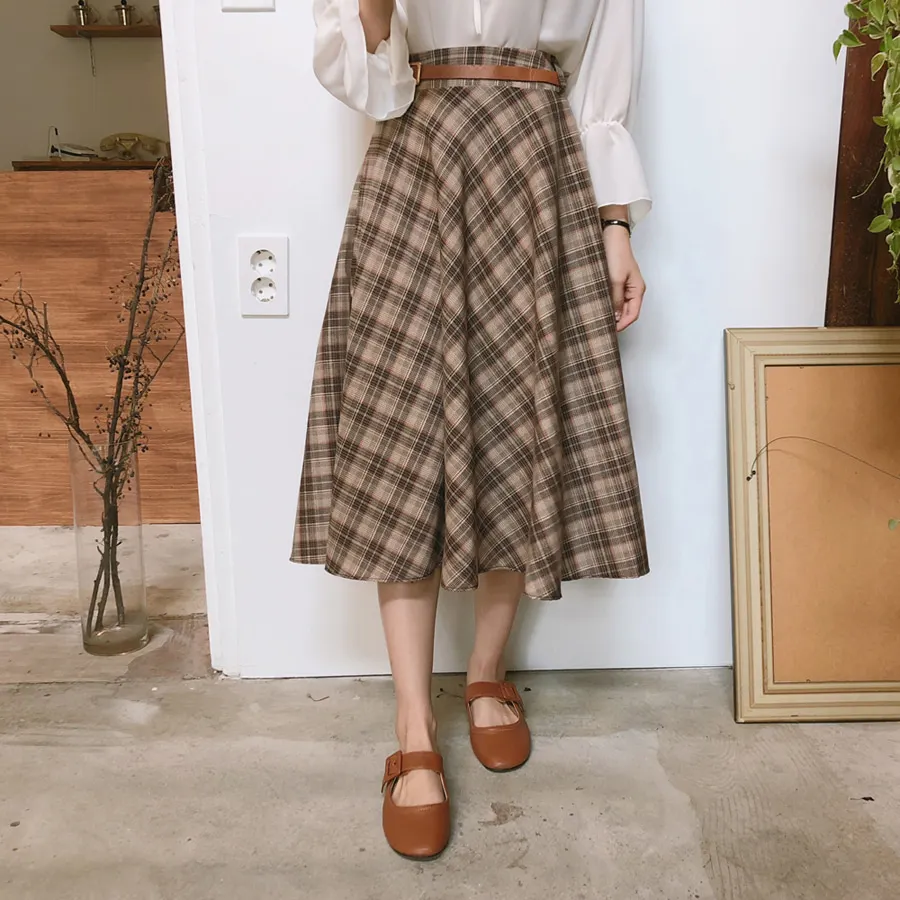 

Elastic waist Vintage Skirts Plus Size Harajuku New Korean Plaid Skirt Women High Waist School Girls mid carf Pleated skirt