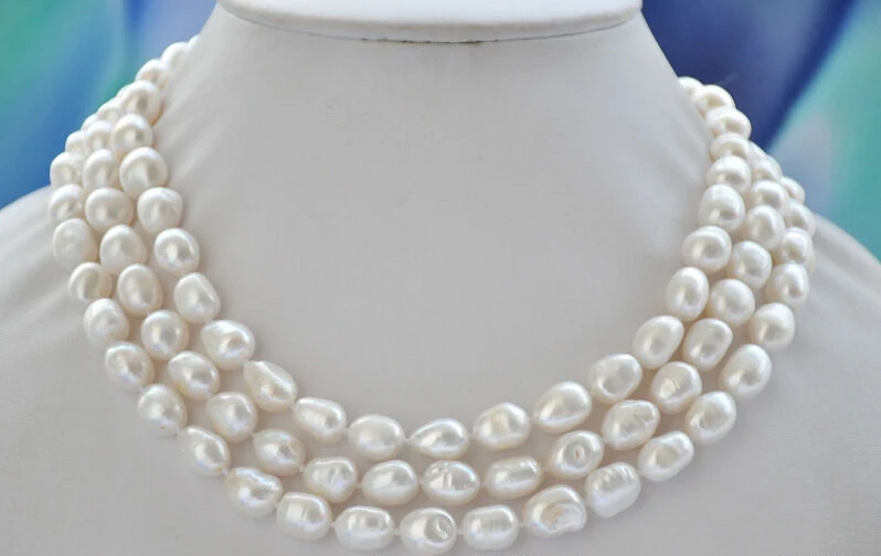 

****** Z7005 11mm white baroque freshwater pearl necklace 50inch (A0322)