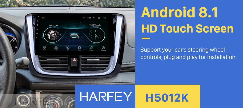 Sale Harfey 2Din Quad Core 10.1 Android 8.1 Wifi Car Radio GPS Multimedia Player Head Unit For TOYOTA VIOS Yaris  2014 2015 2016 2017 0