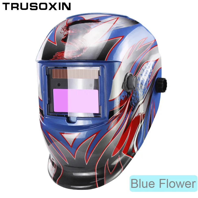 Домино Солнечная Автоматическая затенение/затенение измельчения/польский TIG MIG MMA дуговая маска для сварки/шлем/Очки сварщика для сварщика - Цвет: Blue Flower