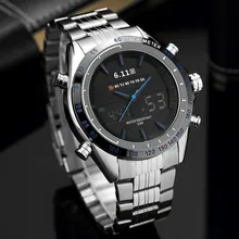 6.11 New Digital Men Watches Stainless Steel Quartz Watch Men Dual Time Display Waterproof Sport Watches Army