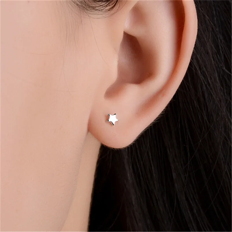 Женские серьги гвоздики из серебра 925 пробы с подвеской|stud earrings|star stud earringsstud earrings