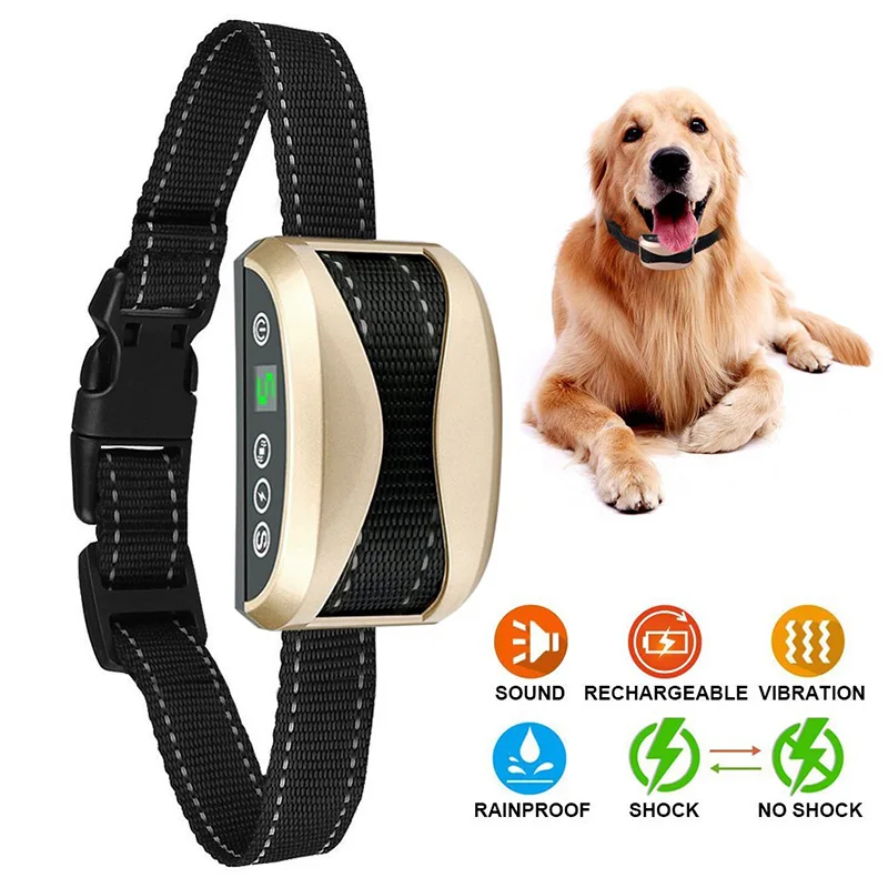 

Pet Dog Waterproof Rechargeable Anti Bark Collar Adjustable 7 Sensitivity Levels Vibration Stop Barking Dog Training Collars