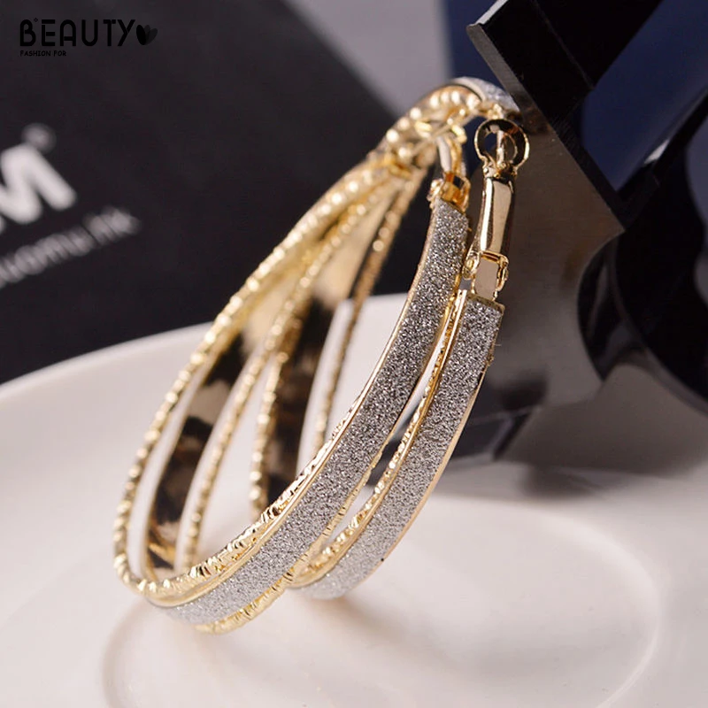 Gold Plated Big Hoop Earrings for Women Silver Plated Large Hooped Earings Stars Shine Fashion Jewelry Brinco Grande AS178