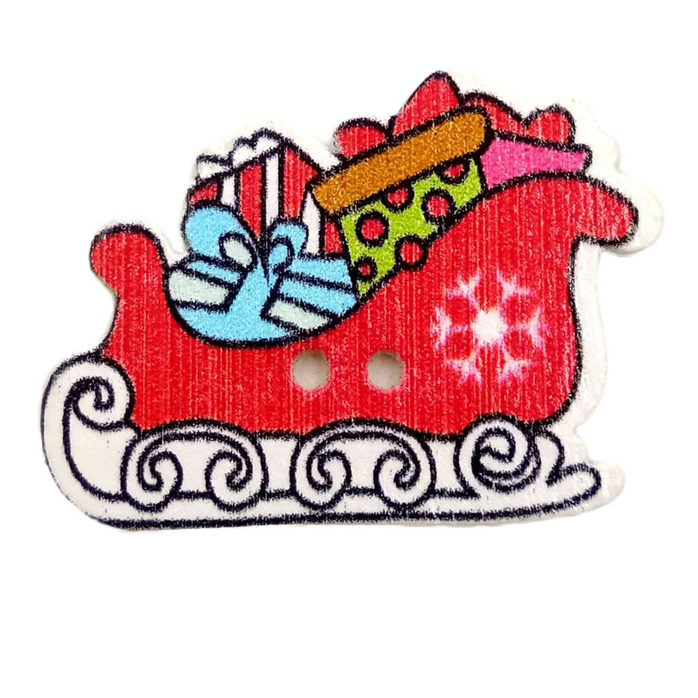 

Christmas Boot 2 Holes Wood Buttons Round Craft Scrapbook Sewing DIY Gift