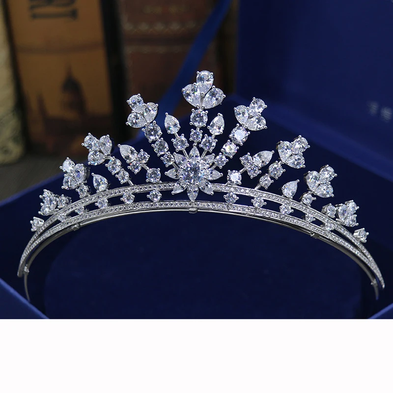 

New Fashion Plant crystal CZ zircon Princess big crown wedding bride dinner banquet dressing Beauty tiaras jewelry free shipping