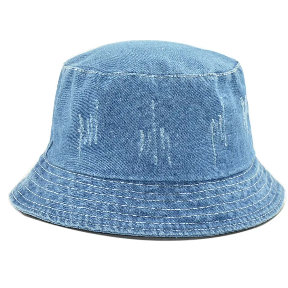 

New Hip Hop Foldable Oversized Shabby Men Women Washed Cotton Denim Bucket Hat