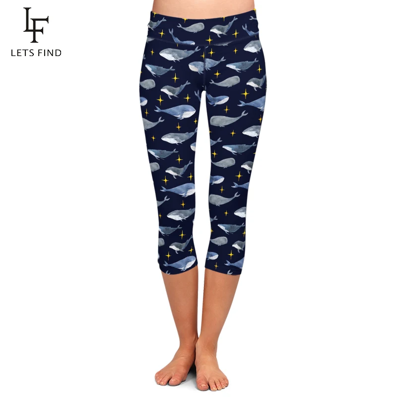 LETSFIND Fashion Women Capri Leggings Dolphins Digital Printing Fitness Legging High Waist Plus Size Elastic Pants Hot Sale LETSFIND Fashion Women Capri Leggings Dolphins Digital Printing Fitness Legging High Waist Plus Size Elastic Pants Hot Sale