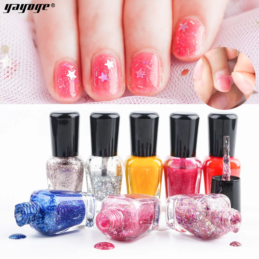 

Yayoge 8ml Peel Off Nail Polish 12 Colors Glitter Nail Varnish Sequins Shinning Nail Art Lacquer Odorless Manicure Care
