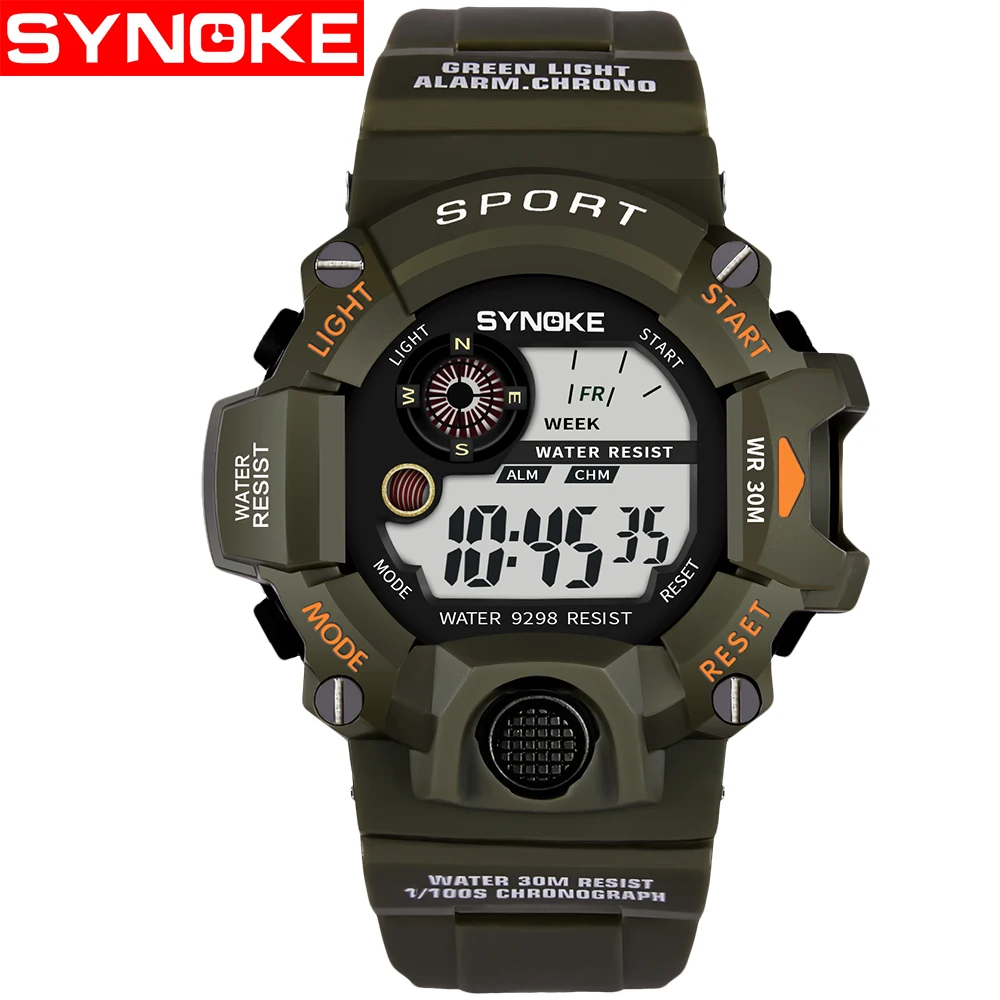 SYNOKE 9298 Дети/для мужчин/Мужской цифровые часы спортивные водостойкий будильник