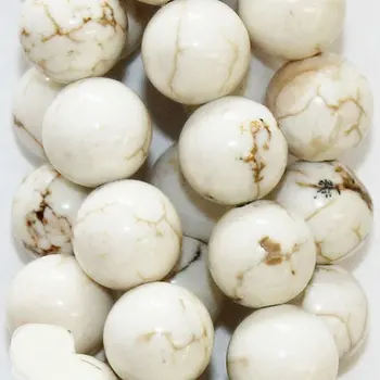 

White Howlite Turquoise Beads - Round 8 mm Gemstone Beads - Full Strand 15 1/2", 48 beads, AA - Quality