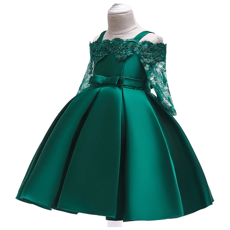 

Girls Dresses Girl Floral Princess Party Dresses Summer Baby Girl Satin Lace Cutout Half Sleeve Dresses Children's Clothing