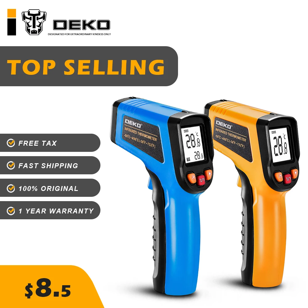

Original DEKO WD01 Digital Dual Laser Infrared Thermometer Digital Thermometer Non-Contact Adjustable Emissivity Pyrometer