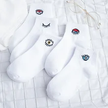 Хлопковые женские повседневные Летние Осенние милые носки ярких цветов с рисунком глаз, женские носки 35-40