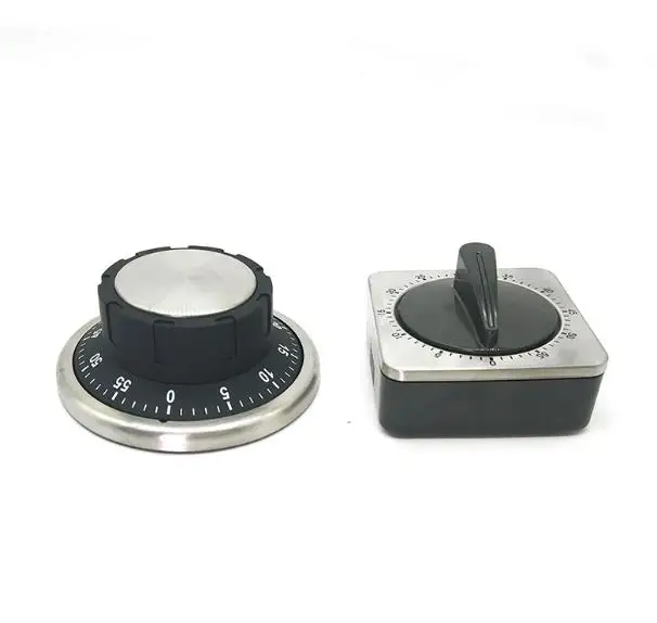 

Stainless Steel Round Square Shape Kitchen Timer 60-Minutes Countdown Mechanical Wind Up Alarm Clock Home Kitchen Cooking Tools