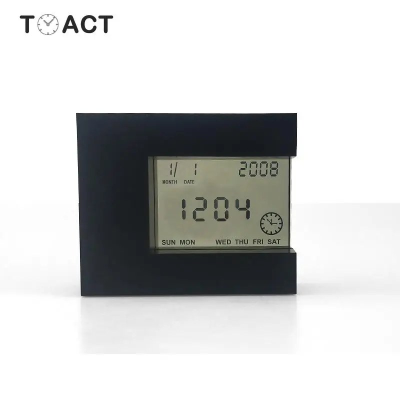 

Novelty Simple Four-sided Clock Perpetual Calendar Alarm Clocks Countdown Timeer Temperature Rotation Induction Desk Watch