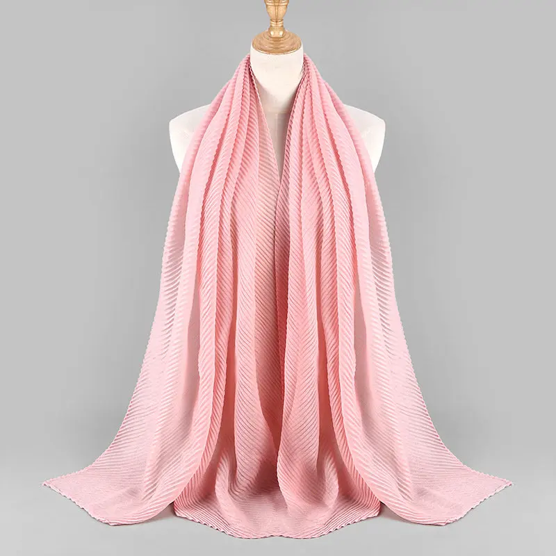 90*180 см Модный мусульманский рифленый хлопковый хиджаб шарф исламские простые шали и обертывания арабский Мягкий головной платок foulard femme