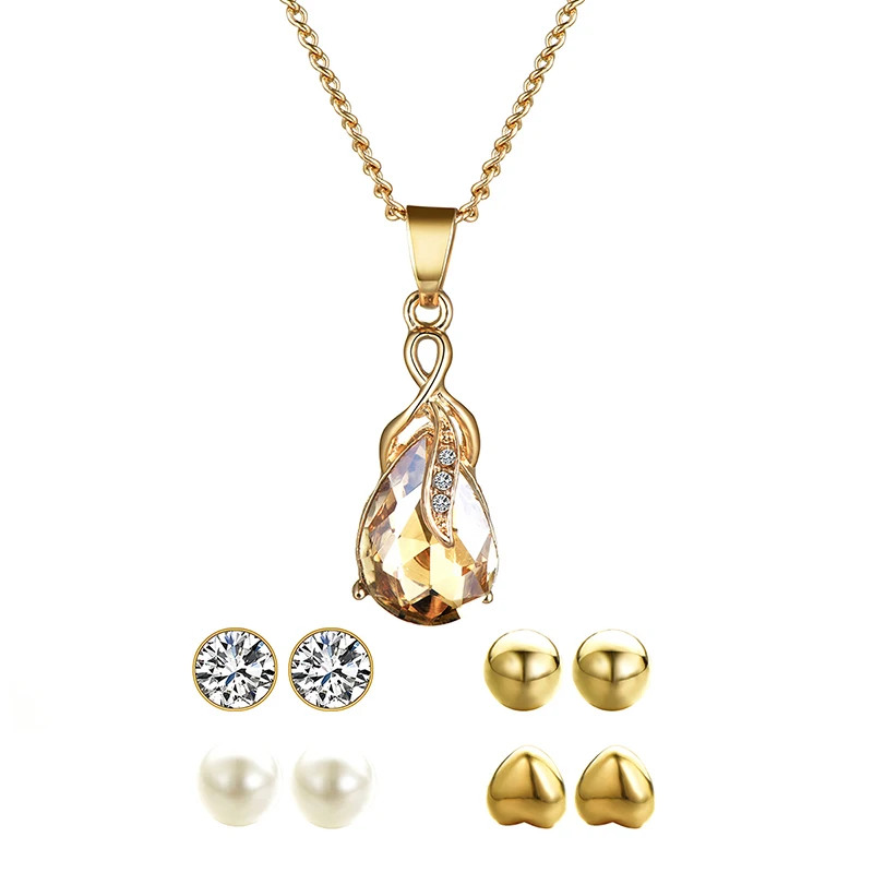 New Water Drop Jewelry Sets Necklace &amp Earrings For Woman Charm Long Pendant Wedding Gift 2018 | Украшения и аксессуары