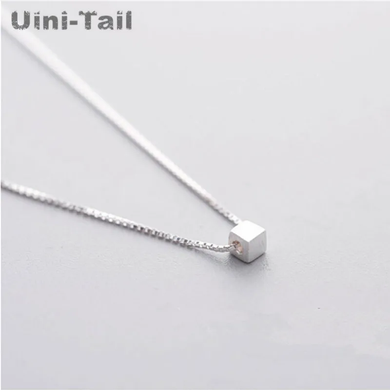 

925 sterling silver single small box necklace pendant clavicle chain female design simple short paragraph wild Korean students