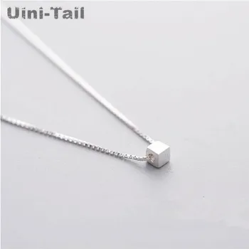 

925 sterling silver single small box necklace pendant clavicle chain female design simple short paragraph wild Korean students