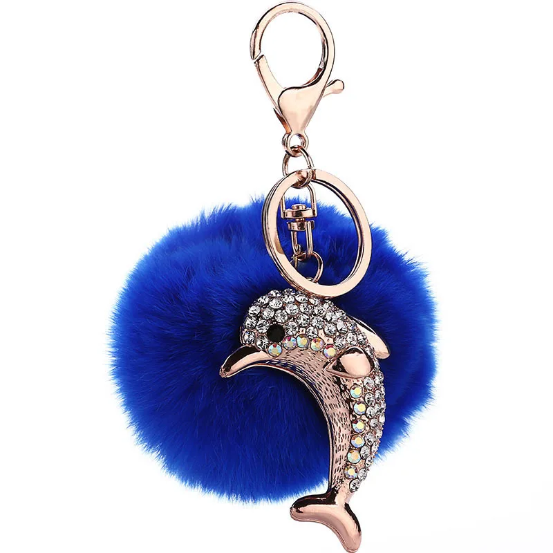 

2017 new trinket fake pompom keychain bunny keychains on bag rabbit fur Keychain fur pom pom charms for bags anime