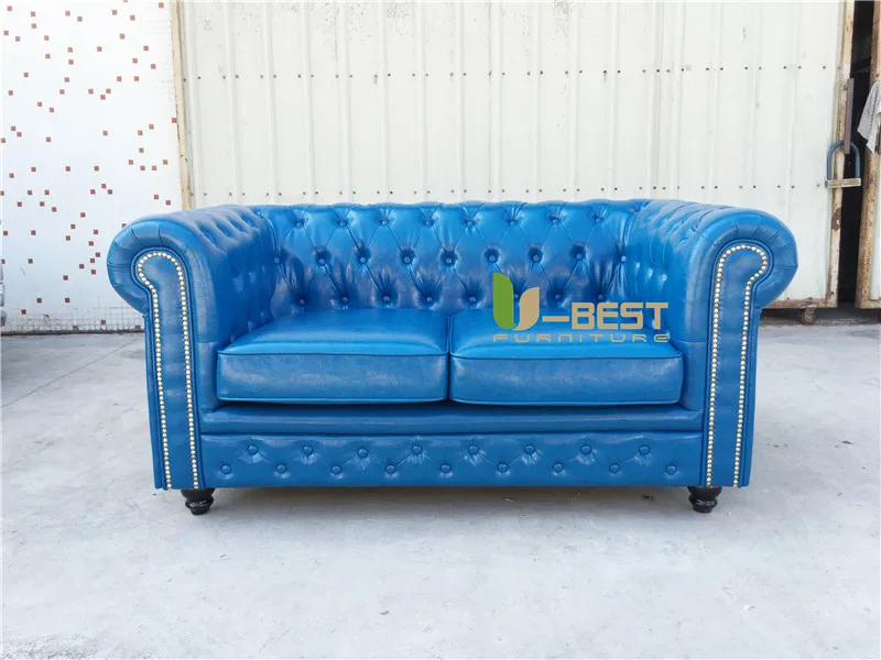 U-BEST роскошный Европейский Стиль Реплика Честерфилд диван на двоих для 2 местный, американский стиль кожаный диван