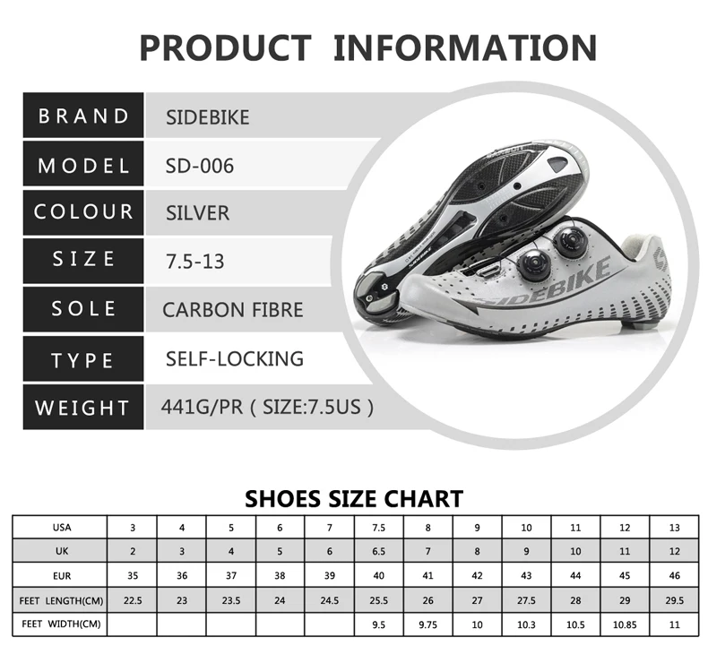 Sidebike 3M Reflectiv Carbon Ultralight Cycling Shoes self-Locking Racing Bike Shoes Road Bike Athletic Riding Shoes Ciclismo