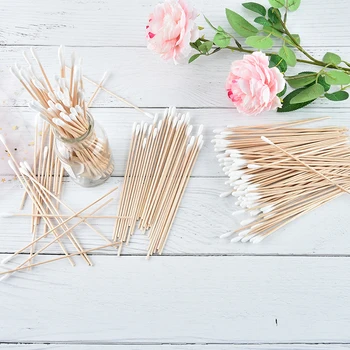 

100Pcs/pack 15cm Medical Swab Wood Handle Cotton Applicator Extra Long Sturdy Cotton Swab Make Up Tools