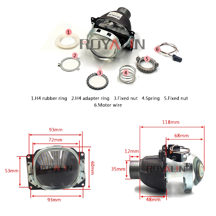 ROYALIN H4 автомобильный Стайлинг квадратные линзы проектора Bi Xenon Mini D2S 3 0 фары для