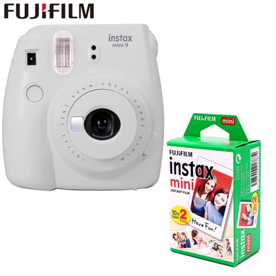 Подлинная fuji пленка Instax Mini 9 мгновенная пленка камера+ 20 листов fuji пленки белый egde fuji фото камера всплывающий объектив Авто 5 цветов - Цвет: Smokey white