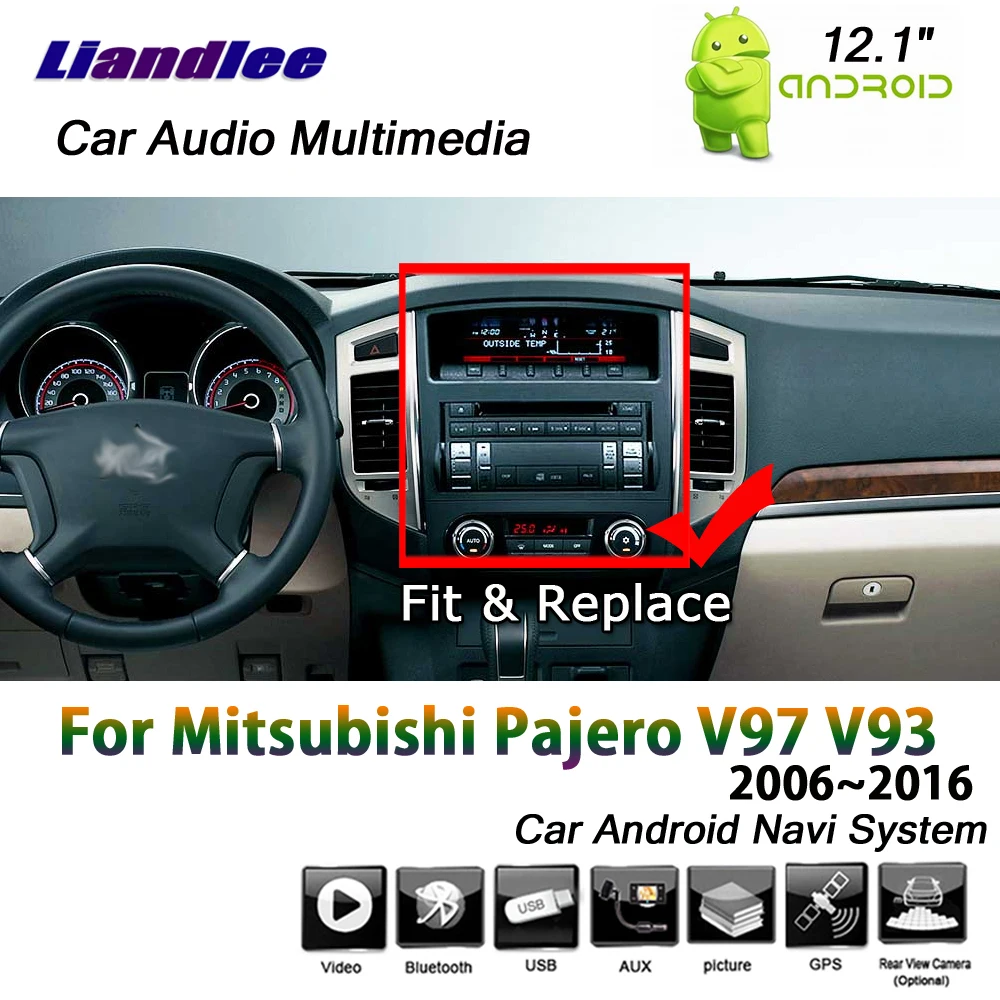 Liandlee 12,1 дюймов для Mitsubishi Pajero V97 V93 2006~ автомобильный Android 2+ 32G в вертикальном положении, Экран gps навигационная карта навигации
