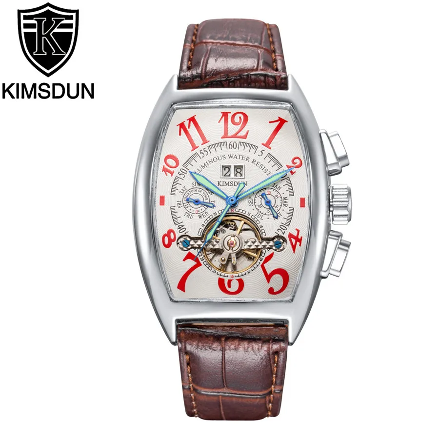 

KIMSDUN Skeleton Automatic Watch Men Famous Tourbillon Top Brand Men's Mechanical Watches Luxury Luminous Relogios Masculinos