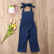 Модные детские комбинезоны для маленьких девочек, одежда, комбинезон без рукавов с лямкой на шее, брюки, комбинезон, летняя одежда для маленьких девочек