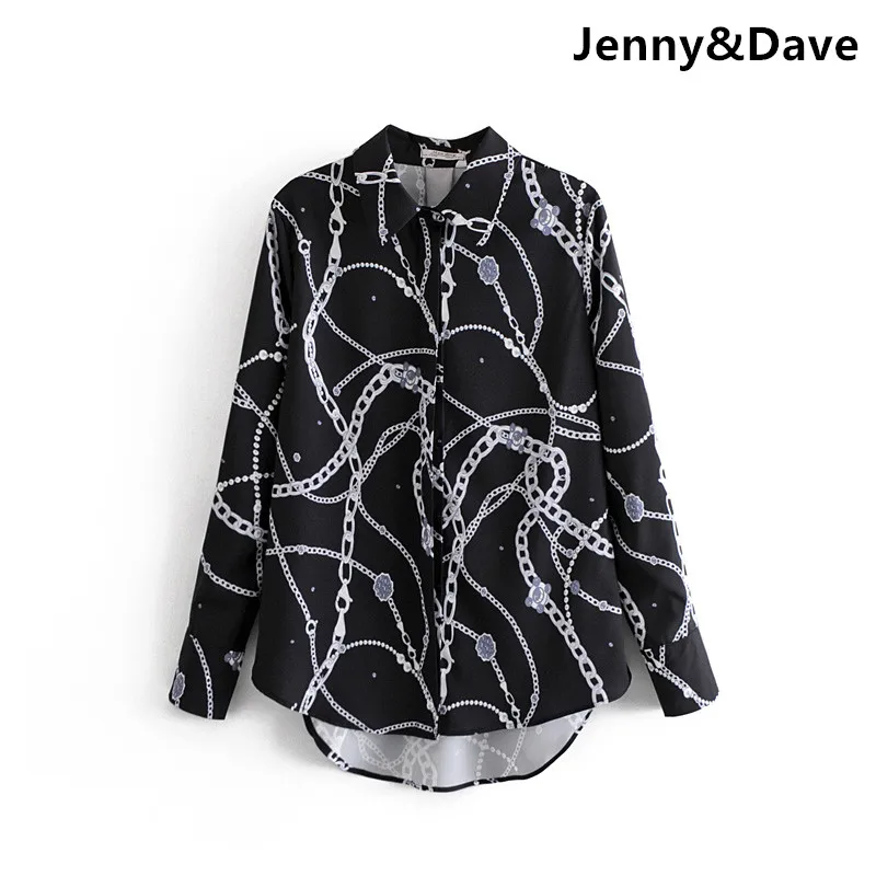 Jenny & Dave 2019 blusa feminina цепи печати кимоно blusas mujer de mod рубашка для женщин топы и блузки для малышек плюс размеры комплект из 2 предметов 0106