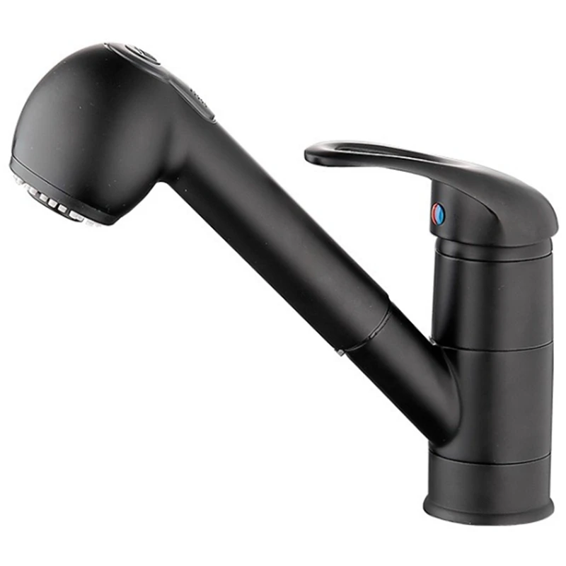  3304H Brass Kitchen Faucet 360 Degree Pull Spray Mixer Faucet Crane Polishing Black Water Saving To - 33059901079