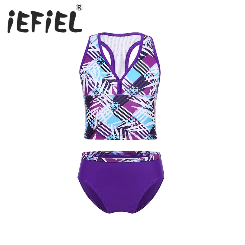 

3PCS Kids Children Swimwear Two Pieces Swim Suits Girl Digital Printed Swimsuit Kids Tankini Bathing Suits Beach Skirt Swim Suit
