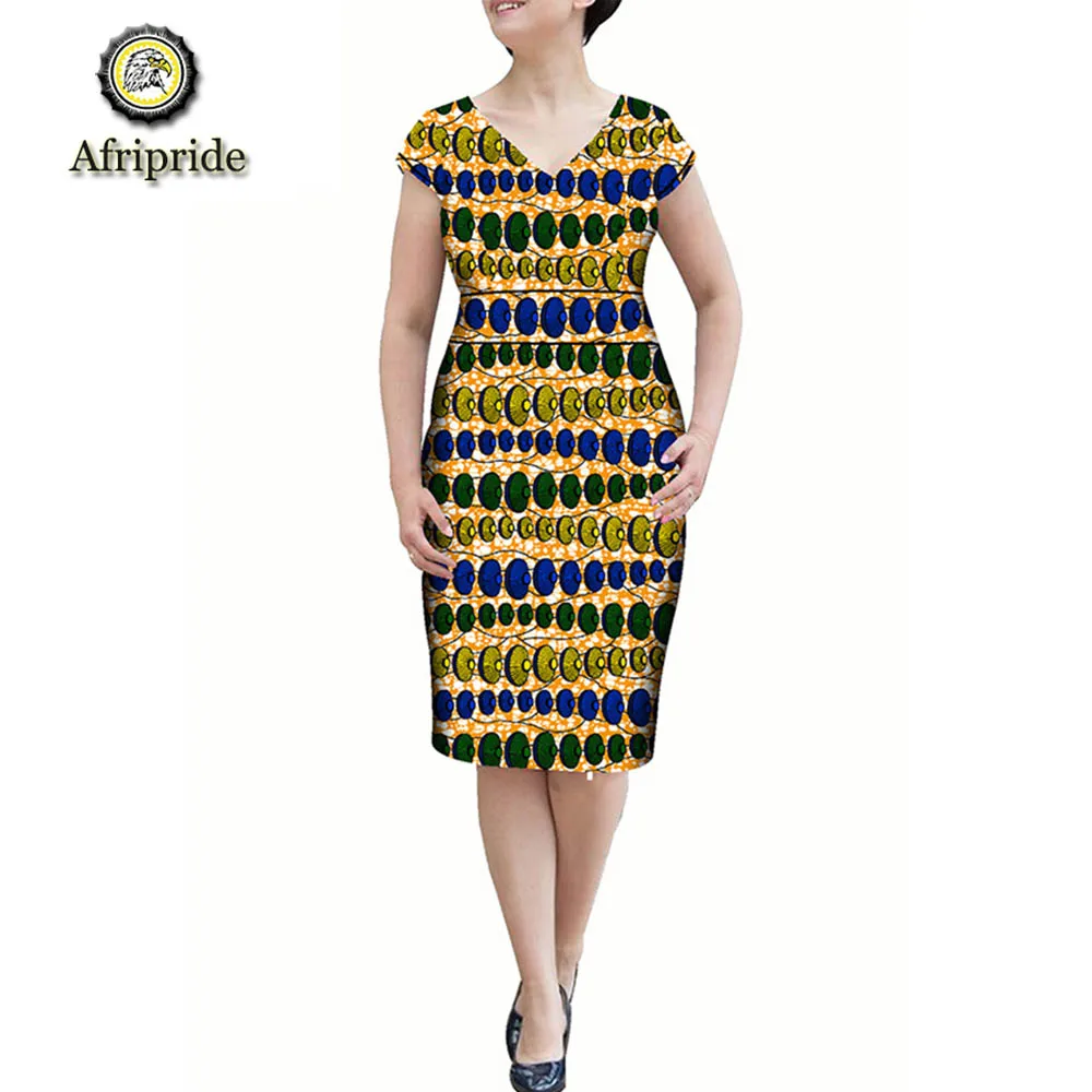 

2019 African dresses for women dress pure cotton ankara print dashiki bazin riche party dress African fabric Afripride S1825003