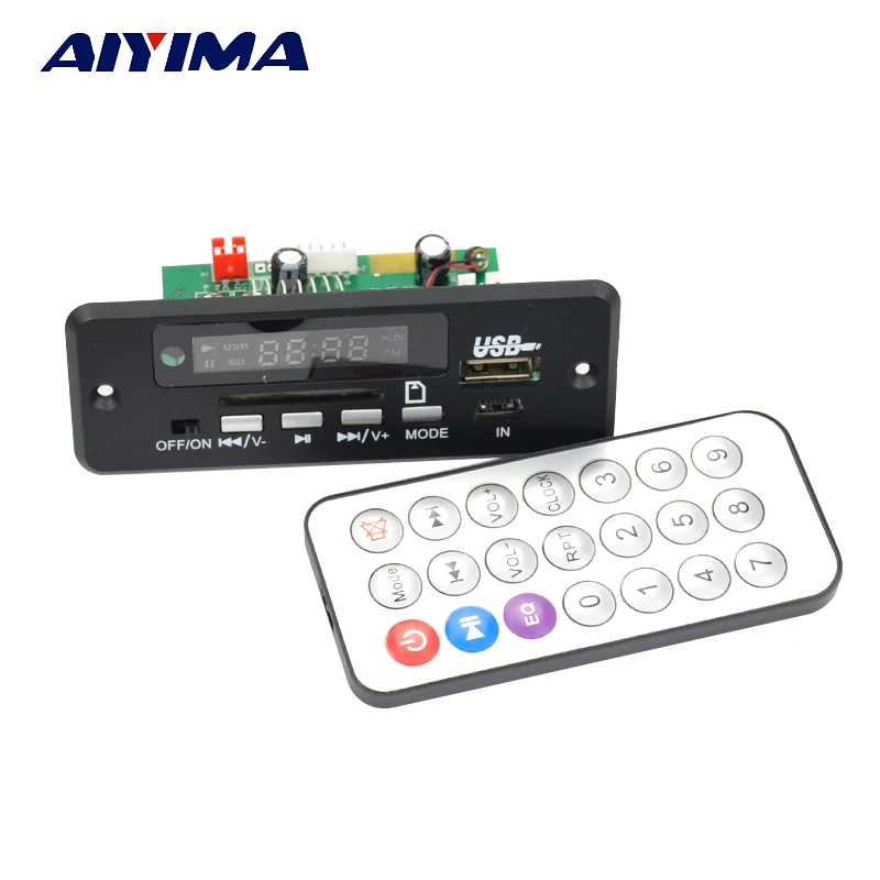 Аудиодекодер Aiyima 12 в Bluetooth MP3 WAV плата с переключателем AUX 5P громкой связи|bluetooth mp3|mp3