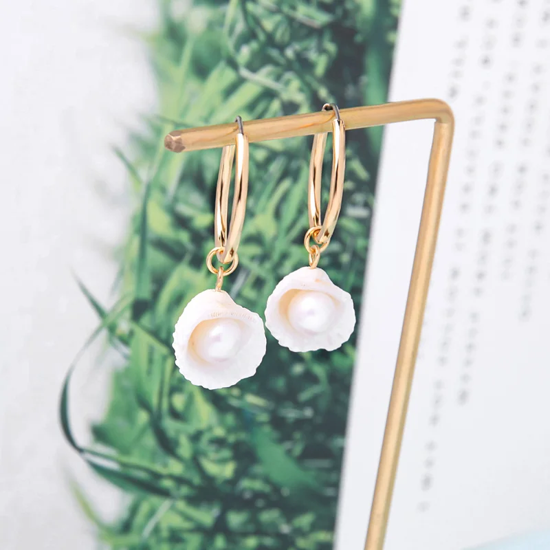 

Fashion Shell Drop Earrings For Women Simple Design Korean 3 Style Statement Earring Appointment Date Gift Jewelry Accessory
