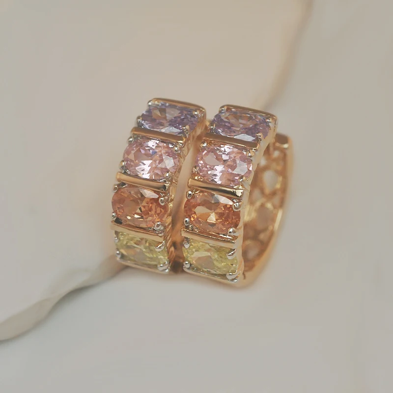 MxGxFam цветные серьги-кольца для женщин Овальный Циркон Золотой цвет без свинца и никеля