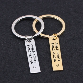 

customizable date Special day Keychains Couples lovers keys holder tag charm Wedding anniversary keyring driver family trucker