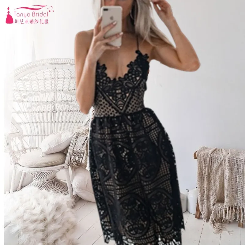 Коктейльные платья robe de Soiree цвета слоновой кости с кружевами, новая мода, v-образный вырез, длина по колено, сексуальные вечерние платья для девушек