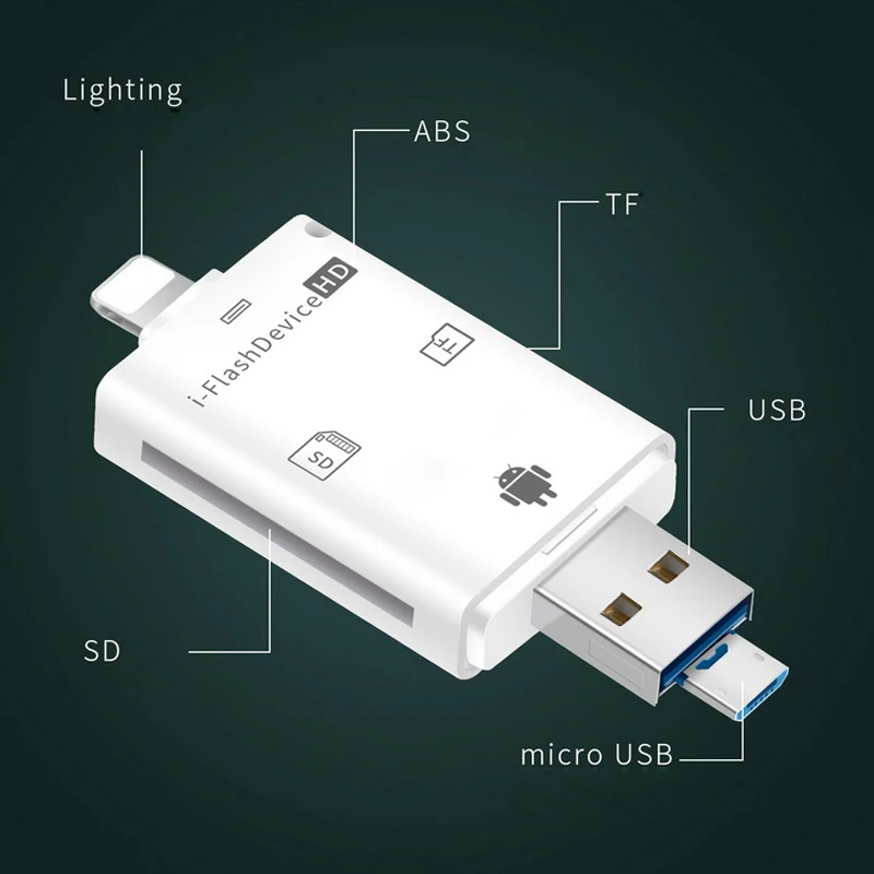 Multi In 1 TF USB Memory Adapter For Micro SD Card Reader Adapter For Flash Drive Multi OTG Reader For iPhone 5 5S 5C 6 7 8