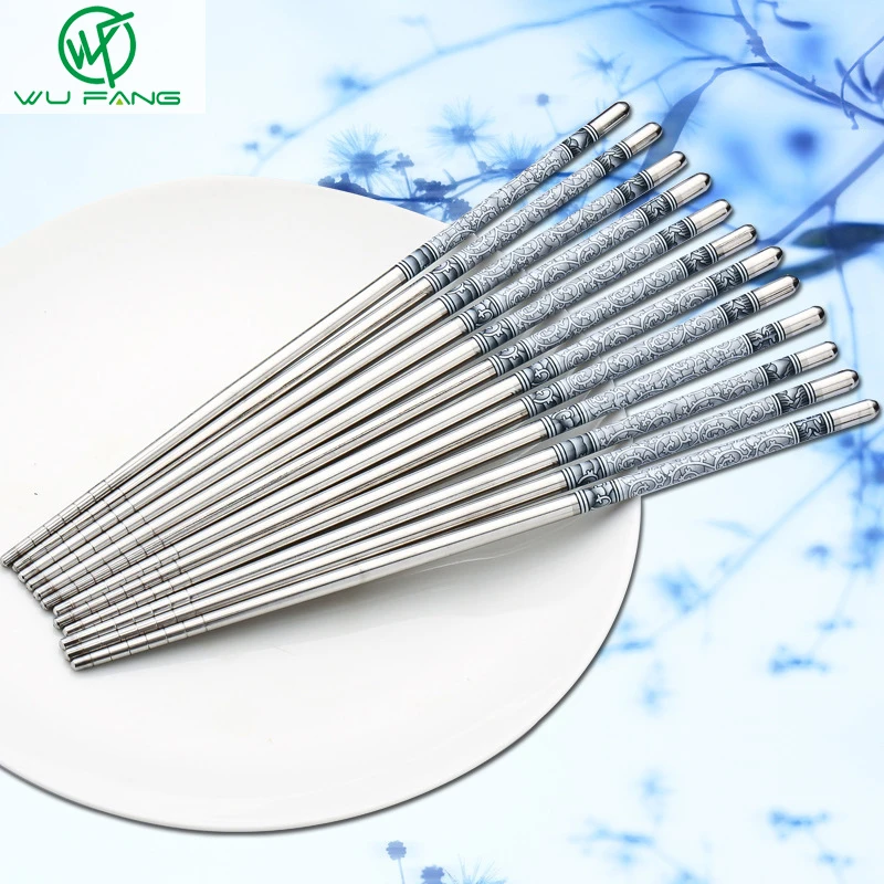 5 пар китайские палочки для еды из нержавеющей стали 8 дюйма|sticks chinese|stainless steel