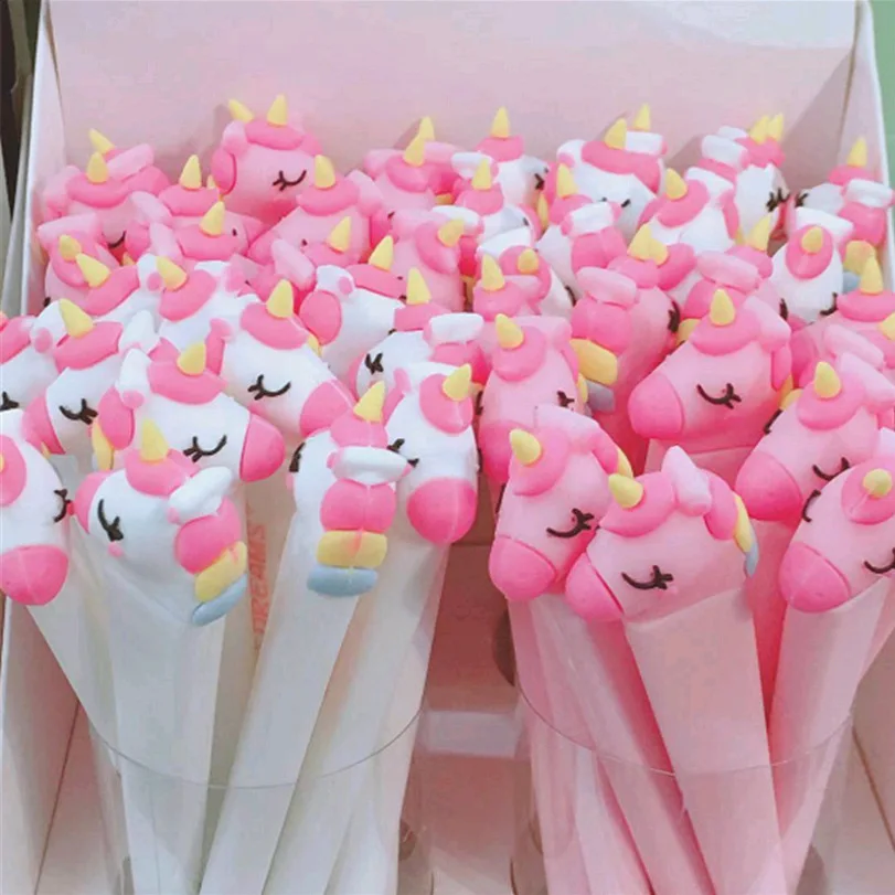 

1pcs Creative Stationery Student Pen Colored Unicorn Gel Pen Full Needle Black Ink Pen School Supplies Office Supplies 0.5mm